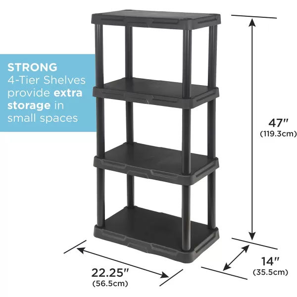 BLACK+DECKER, 4-Tier Light Duty Storage Shelf, 50 lbs/Shelf , Plastic Shelving Unit [2 Pack]