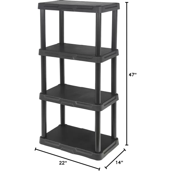 BLACK+DECKER, 4-Tier Light Duty Storage Shelf, 50 lbs/Shelf , Plastic Shelving Unit [2 Pack]