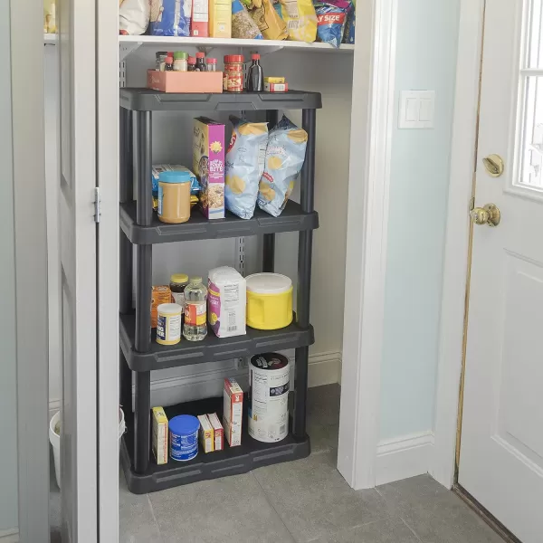 BLACK+DECKER, 4-Tier Light Duty Storage Shelf, 50 lbs/Shelf , Plastic Shelving Unit [2 Pack]
