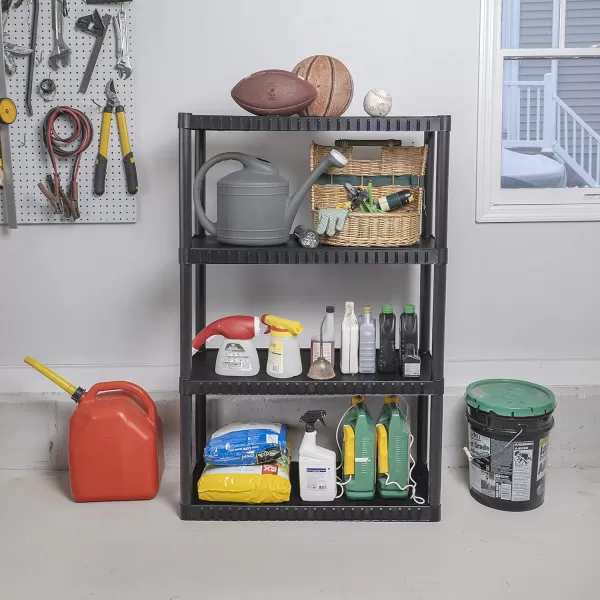 BLACK+DECKER, 4-Tier Medium Duty Solid Storage Shelf, 75lbs/Shelf , Plastic Shelving Unit [2 Pack]