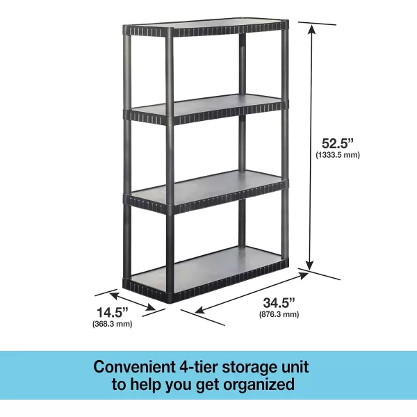 BLACK+DECKER, 4-Tier Medium Duty Solid Storage Shelf, 75lbs/Shelf , Plastic Shelving Unit [2 Pack]