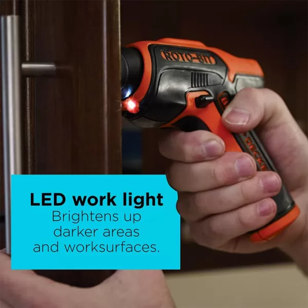 BLACK+DECKER 4V MAX Electric Screwdriver, Cordless, 180 RPM, 8 Bits With Built-In, Storage Compartment, Batteries Included 