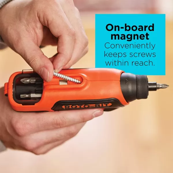 BLACK+DECKER 4V MAX Electric Screwdriver, Cordless, 180 RPM, 8 Bits With Built-In, Storage Compartment, Batteries Included 