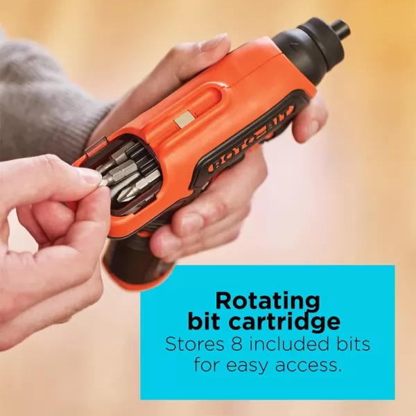 BLACK+DECKER 4V MAX Electric Screwdriver, Cordless, 180 RPM, 8 Bits With Built-In, Storage Compartment, Batteries Included 