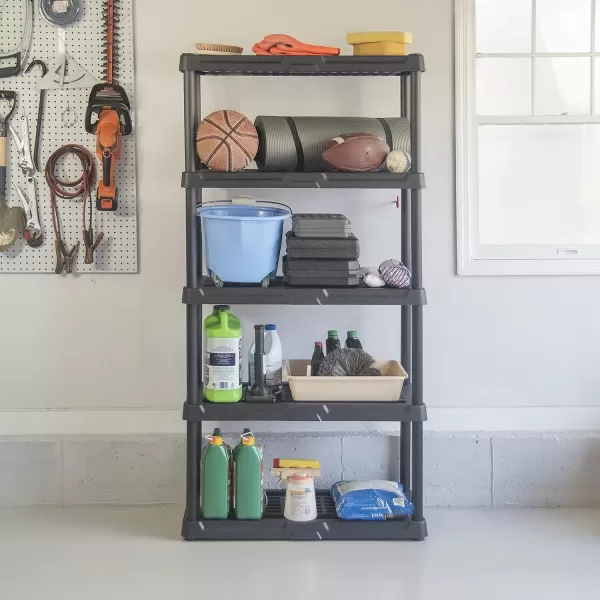 BLACK+DECKER, 5-Tier Heavy Duty Ventilated Storage Shelf, 150 lbs/Shelf , Plastic Shelving Unit [2 Pack])