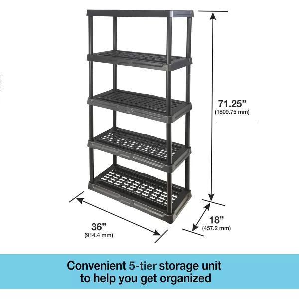BLACK+DECKER, 5-Tier Heavy Duty Ventilated Storage Shelf, 150 lbs/Shelf , Plastic Shelving Unit [2 Pack])