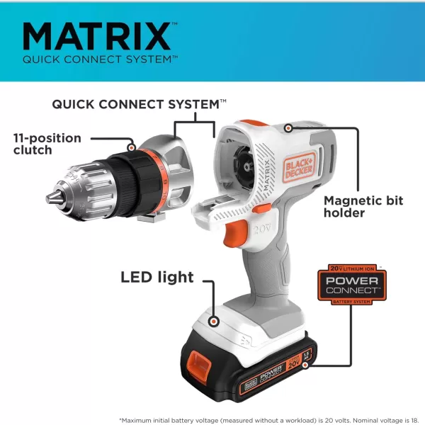 BLACK+DECKER BLACK+DECKER MATRIX 20V MAX* Drill Kit with Storage Case )