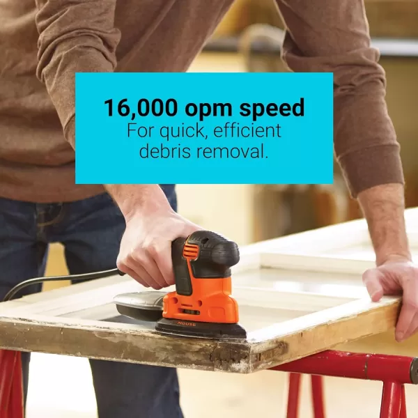 BLACK+DECKER Detail Sander, 1.2 Amp, 16,000 OPM, Compact Design, 3-Position Grip for Comfort, Includes Dust Collector, Corded 