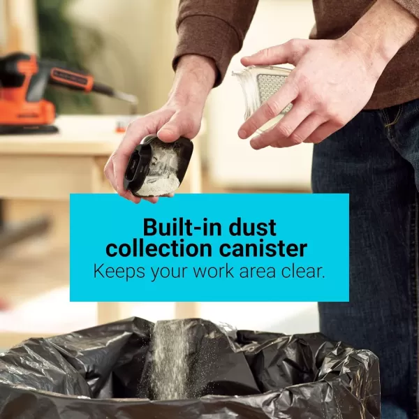 BLACK+DECKER Detail Sander, 1.2 Amp, 16,000 OPM, Compact Design, 3-Position Grip for Comfort, Includes Dust Collector, Corded 