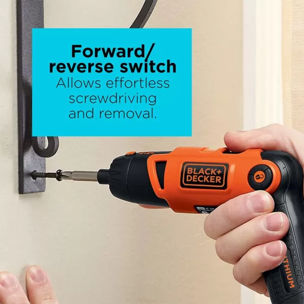 BLACK+DECKER Electric Screwdriver, Cordless, 180 RPM, 3.6V, Spindle Lock with Pivoting Handle, Charger and 2 Hex Shank Bits Included 