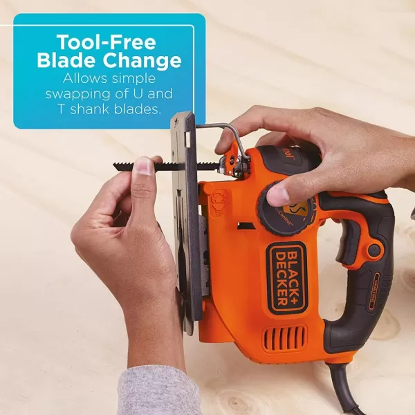 BLACK+DECKER Jig Saw, 5-Amp, 3,000 Blade Speed, 45 Degree Beveled Cuts, ¾-Inch Orbital Blade, 4 Curve Settings, Corded 