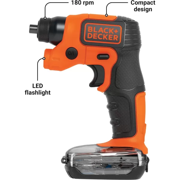 BLACK+DECKER LightDriver 4V MAX* Cordless Screwdriver with Storage PAK 