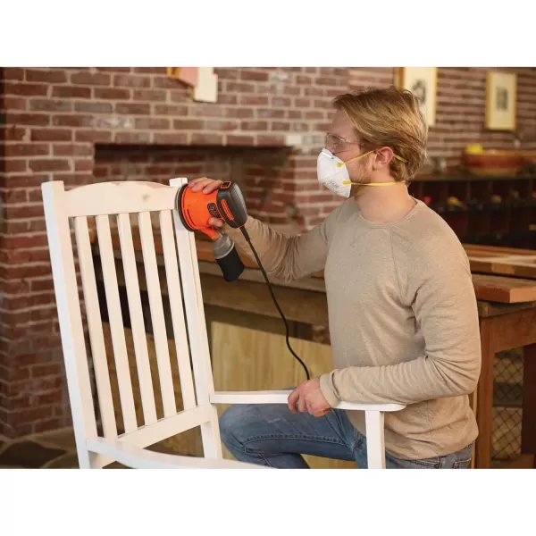 BLACK+DECKER Orbital Sander, 5 Inch, 2.0 Amp, 12000 OPM, Corded, 1 Sandpaper Sheet and Dust Bag Included 