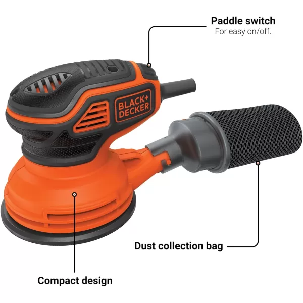 BLACK+DECKER Orbital Sander, 5-inch Disc Sander, Corded 