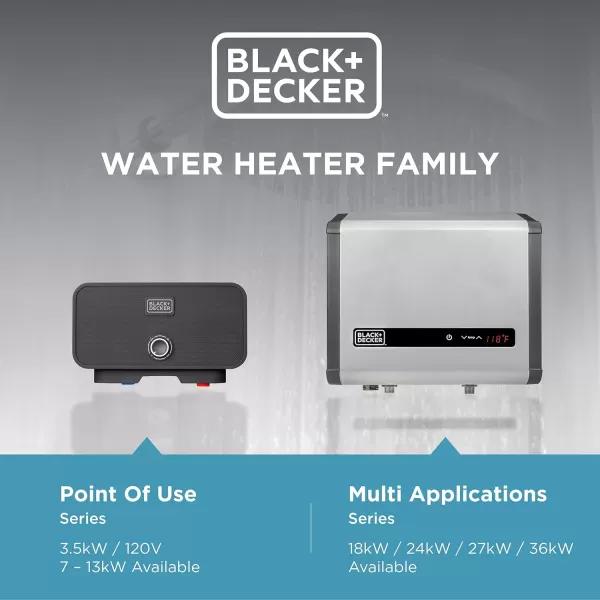 BLACK+DECKER Tankless Electric Water Heater 18kW 240 Volt 3.7GPM, Self-Modulating Multi-Application Unit for Small Homes or Apartments, Hot Water on Demand, Digital Temperature Display