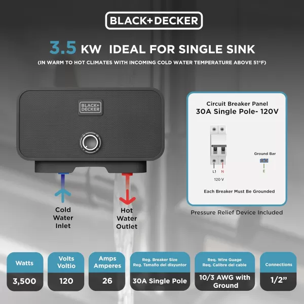 BLACK+DECKER Tankless Electric Water Heater 18kW 240 Volt 3.7GPM, Self-Modulating Multi-Application Unit for Small Homes or Apartments, Hot Water on Demand, Digital Temperature Display
