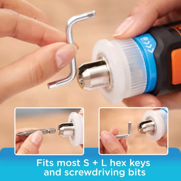 beyond by BLACK+DECKER 4V MAX Cordless Screwdriver, Hex, L-Shaped, 2-Inch Assorted Bits  , Orange