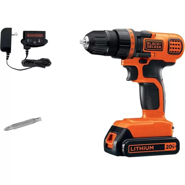 BLACK+DECKER 20V MAX Cordless Drill and Driver, 3/8 Inch, With LED Work Light, Battery and Charger Included 
