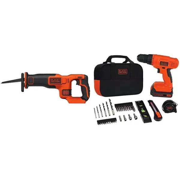 BLACK+DECKER 20V MAX Drill &amp; Home Tool Kit, 34 Piece , Orange