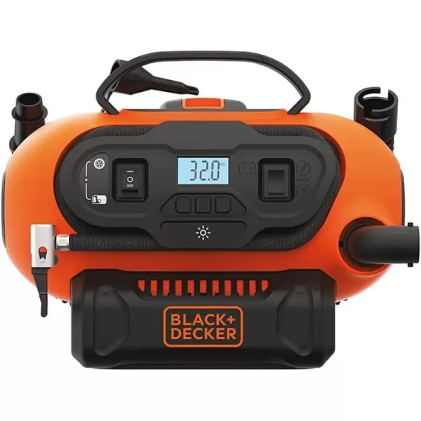 BLACK+DECKER 20V MAX* Inflator, Portable Air Compressor, 3 Modes: Cordless, 120V Corded, and 12V Car Adapter, Air Pump, Battery Sold Separately 