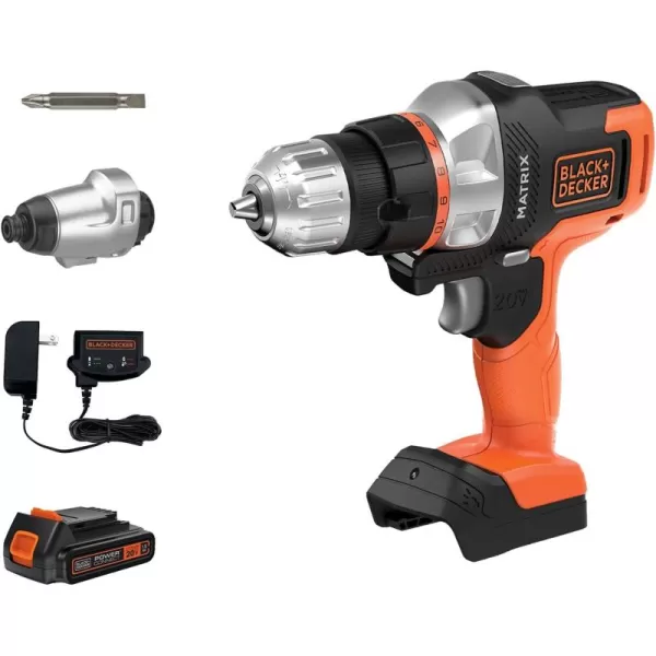 BLACK+DECKER 20V MAX* Matrix Cordless Drill Combo Kit, 2-Tool , Orange
