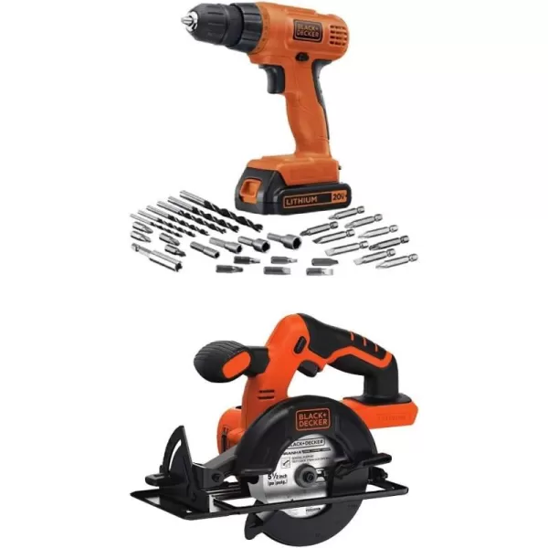 BLACK+DECKER 20V MAX POWERECONNECT Cordless Drill/Driver + 30 Piece Bits and Drivers Kit 