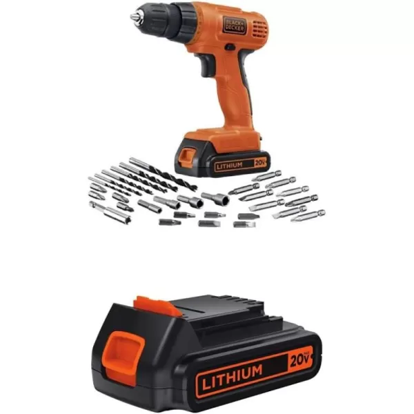 BLACK+DECKER 20V MAX POWERECONNECT Cordless Drill/Driver + 30 Piece Bits and Drivers Kit 