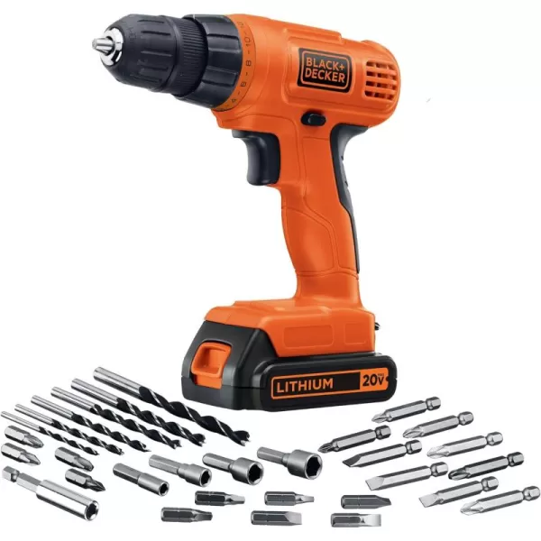 BLACK+DECKER 20V MAX POWERECONNECT Cordless Drill/Driver + 30 Piece Bits and Drivers Kit 