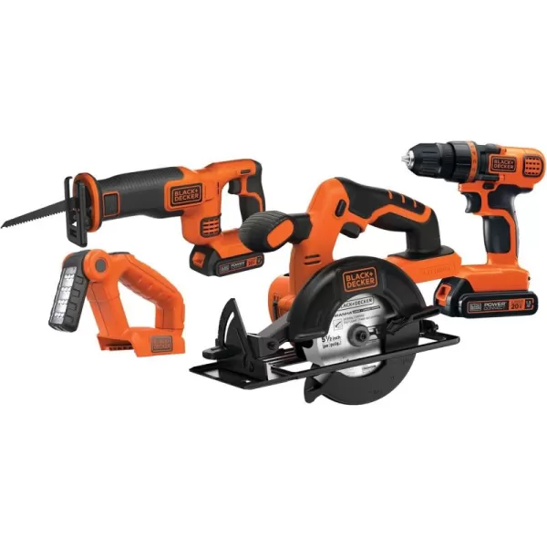 BLACK+DECKER 20V MAX Power Tool Combo Kit, 4-Tool Cordless Power Tool Set with 2 Batteries and Charger 
