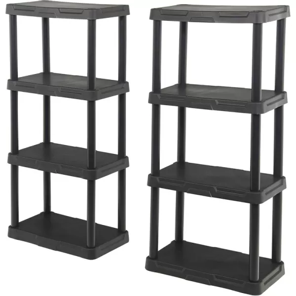 BLACK+DECKER, 4-Tier Light Duty Storage Shelf, 50 lbs/Shelf , Plastic Shelving Unit [2 Pack]
