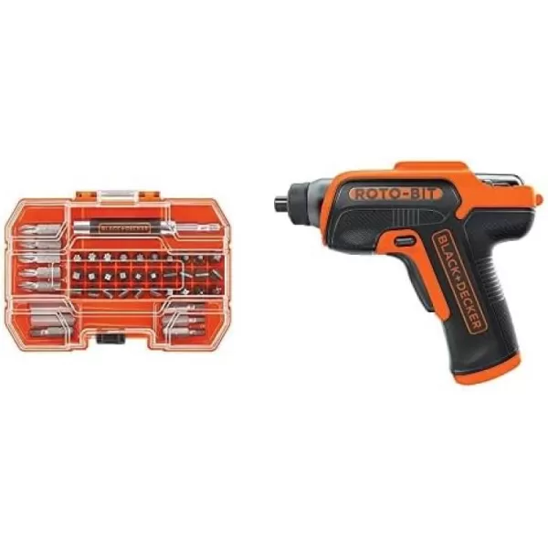 BLACK+DECKER 4V MAX Electric Screwdriver, Cordless, 180 RPM, 8 Bits With Built-In, Storage Compartment, Batteries Included 