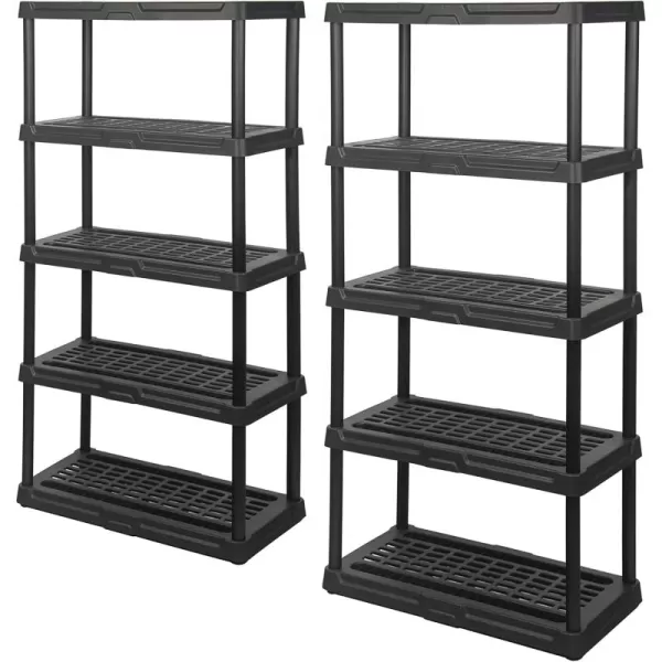 BLACK+DECKER, 5-Tier Heavy Duty Ventilated Storage Shelf, 150 lbs/Shelf , Plastic Shelving Unit [2 Pack])