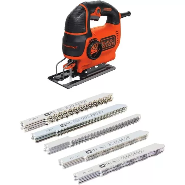 BLACK+DECKER Jig Saw, 5-Amp, 3,000 Blade Speed, 45 Degree Beveled Cuts, ¾-Inch Orbital Blade, 4 Curve Settings, Corded 