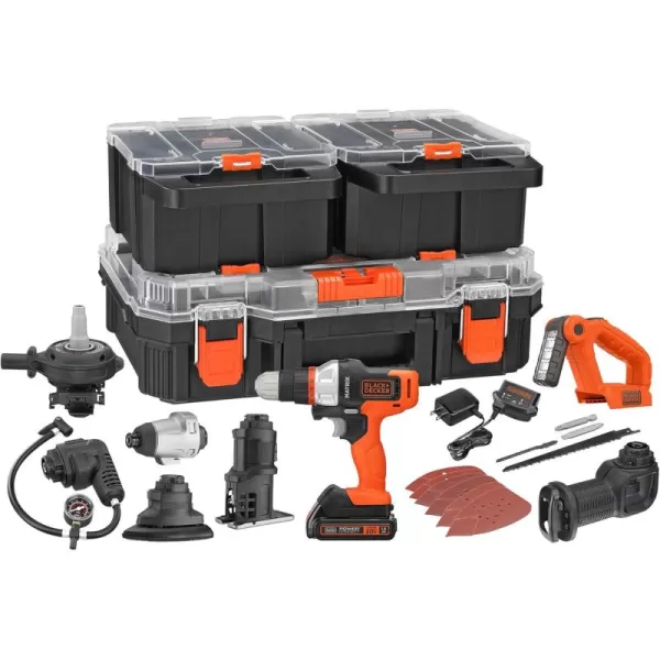 BLACK+DECKER MATRIX 20V MAX Power Tool Kit, Includes Cordless Drill, 8 Attachments and Storage Case 