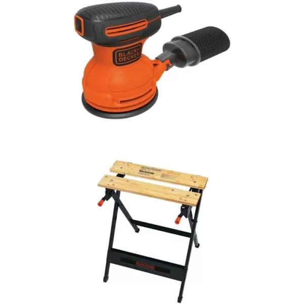 BLACK+DECKER Orbital Sander, 5 Inch, 2.0 Amp, 12000 OPM, Corded, 1 Sandpaper Sheet and Dust Bag Included 