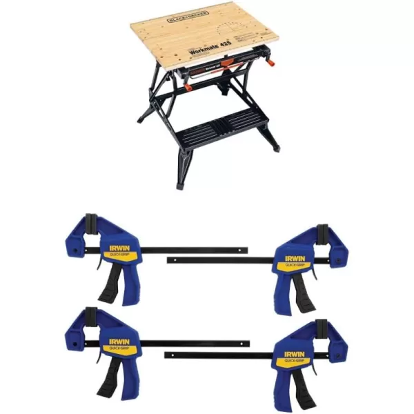 BLACK+DECKER Portable Workbench, Workmate Folding Workbench, 550 lb. Capacity with Clamps for Woodworking 
