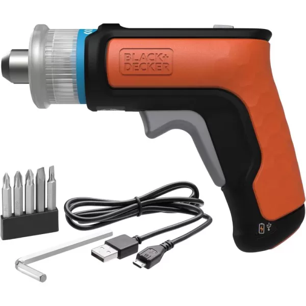 beyond by BLACK+DECKER 4V MAX Cordless Screwdriver, Hex, L-Shaped, 2-Inch Assorted Bits  , Orange