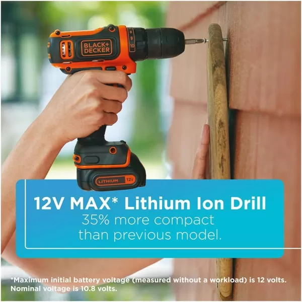 BLACK+DECKER 12V MAX Drill &amp; Home Tool Kit, 60-Piece 