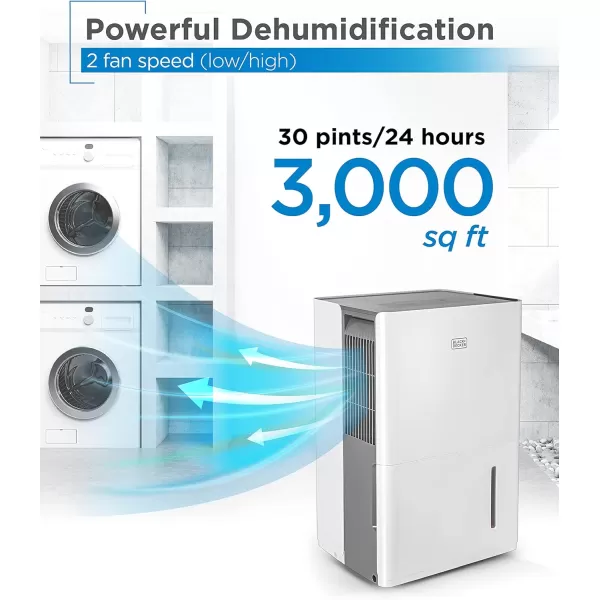 BLACK+DECKER 1500 Sq. Ft. Dehumidifier for Medium to Large Spaces and Basements, Energy Star Certified, Portable, BDT20WTB