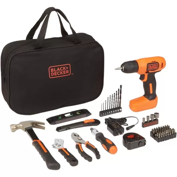 BLACK+DECKER 8V Drill &amp; Home Tool Kit, 57 Piece 