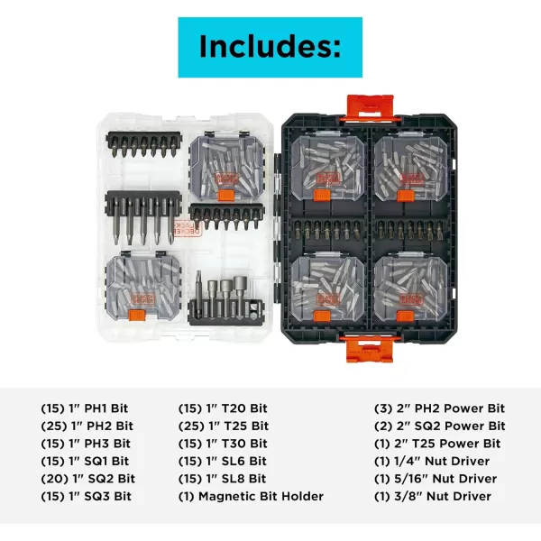BLACK+DECKER BLACK + DECKER Screwdriver Bit Set, 200-Piece 