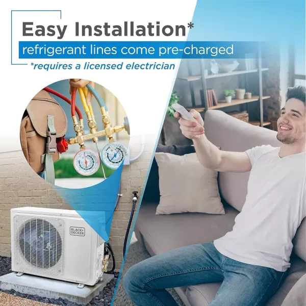 BLACK+DECKER BSAH1220AC Split Air Conditioner &amp; Cooling Heating System, Heat Pump 12,000 BTU/h with 17 SEER efficiency, 220 V, 1 and 5 yr. ltd. Warranty 