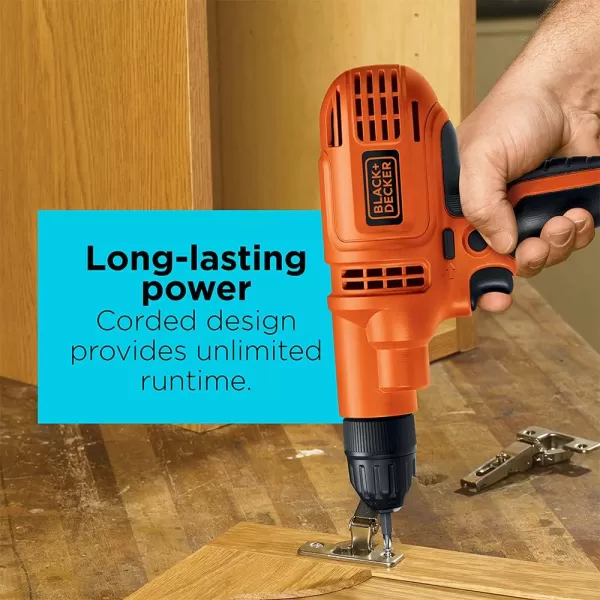 BLACK+DECKER Corded Drill, 5.5-Amp, 3/8-Inch 