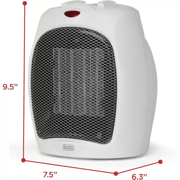 BLACK+DECKER Electric Heater, Portable Heater with 3 Settings, Ceramic Heater for Office, Home or Bedroom, Space Heater with Adjustable Thermostat Control, Black