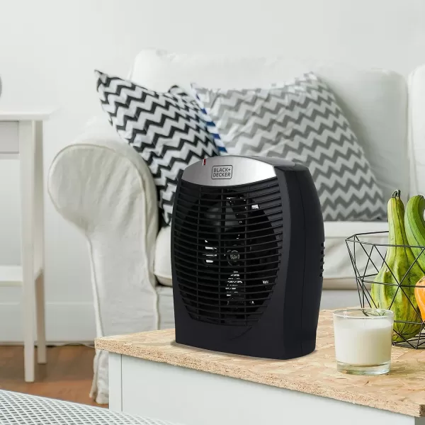 BLACK+DECKER Electric Heater with E-Save, Personal Heater with 3 Heat Settings, Portable Heater for Office, Home or Bedroom, Space Heater with Adjustable Thermostat Control, 1500W, BHDE1706, Black
