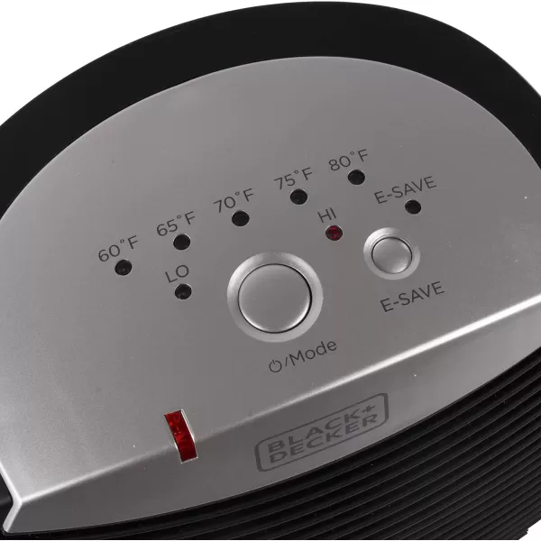 BLACK+DECKER Electric Heater with E-Save, Personal Heater with 3 Heat Settings, Portable Heater for Office, Home or Bedroom, Space Heater with Adjustable Thermostat Control, 1500W, BHDE1706, Black