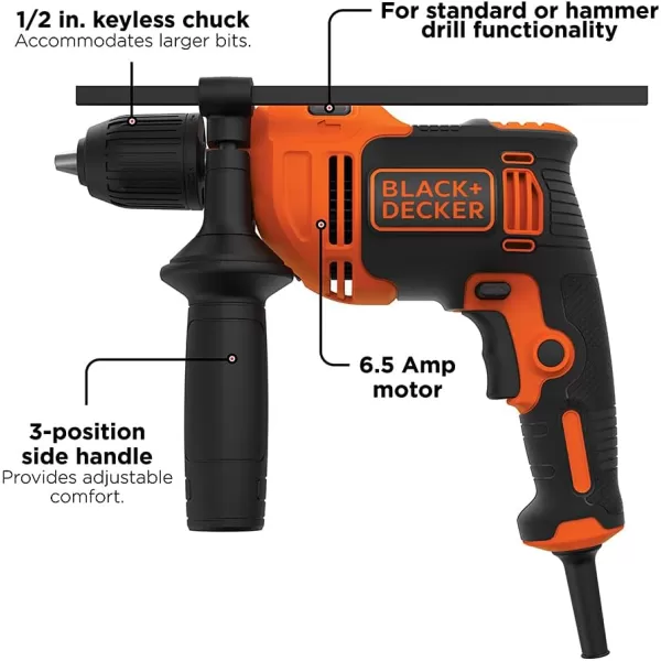BLACK+DECKER Hammer Drill, 6.5-Amp, 1/2-Inch 