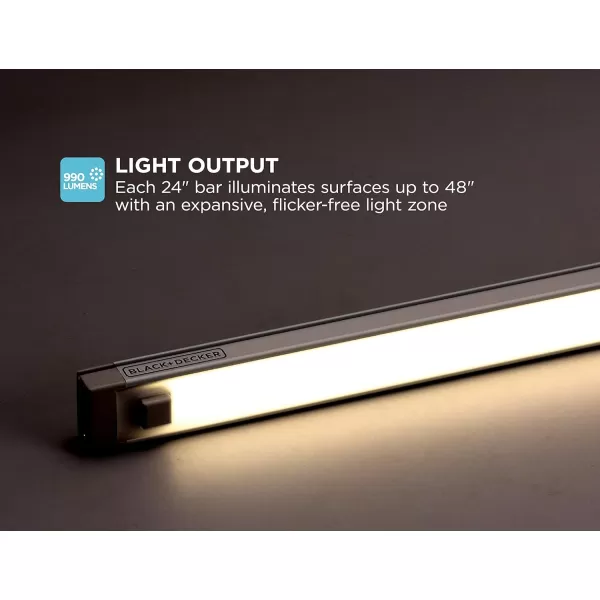 BLACK+DECKER LEDUC24-1CK Dimmable Linkable LED Shop Light with Motion Sensor and Magnetic Option, 10.5W, 780 Lumens, 24", Cool