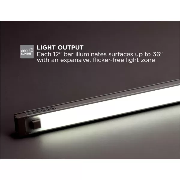 BLACK+DECKER LEDUC24-1CK Dimmable Linkable LED Shop Light with Motion Sensor and Magnetic Option, 10.5W, 780 Lumens, 24", Cool