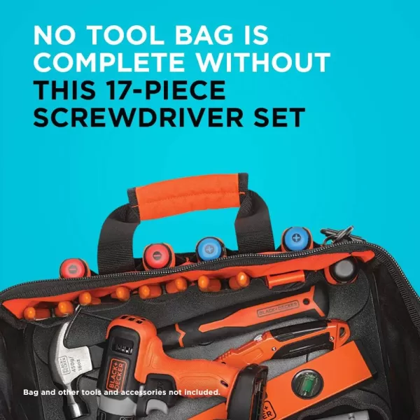 BLACK+DECKER Magnetic Screwdriver Set, 17-Piece 